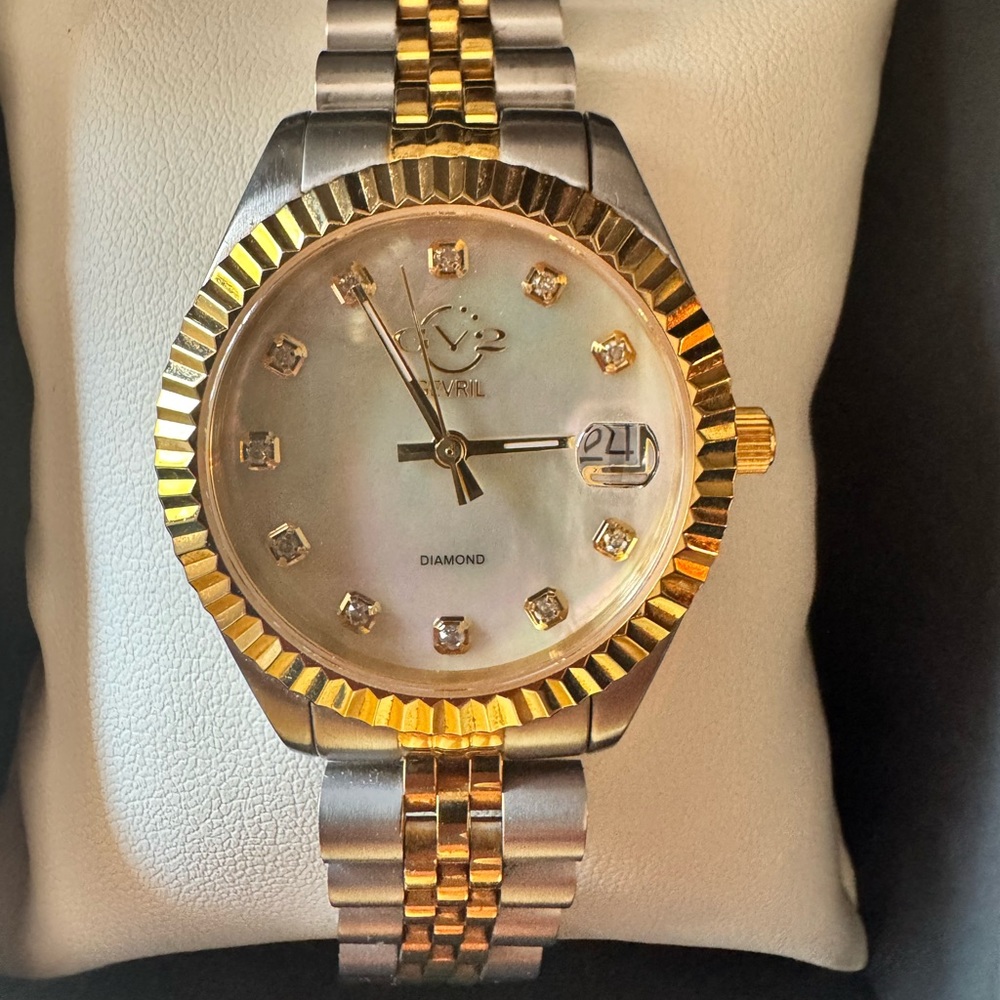 Gold and Silver Watch with Diamond Accents